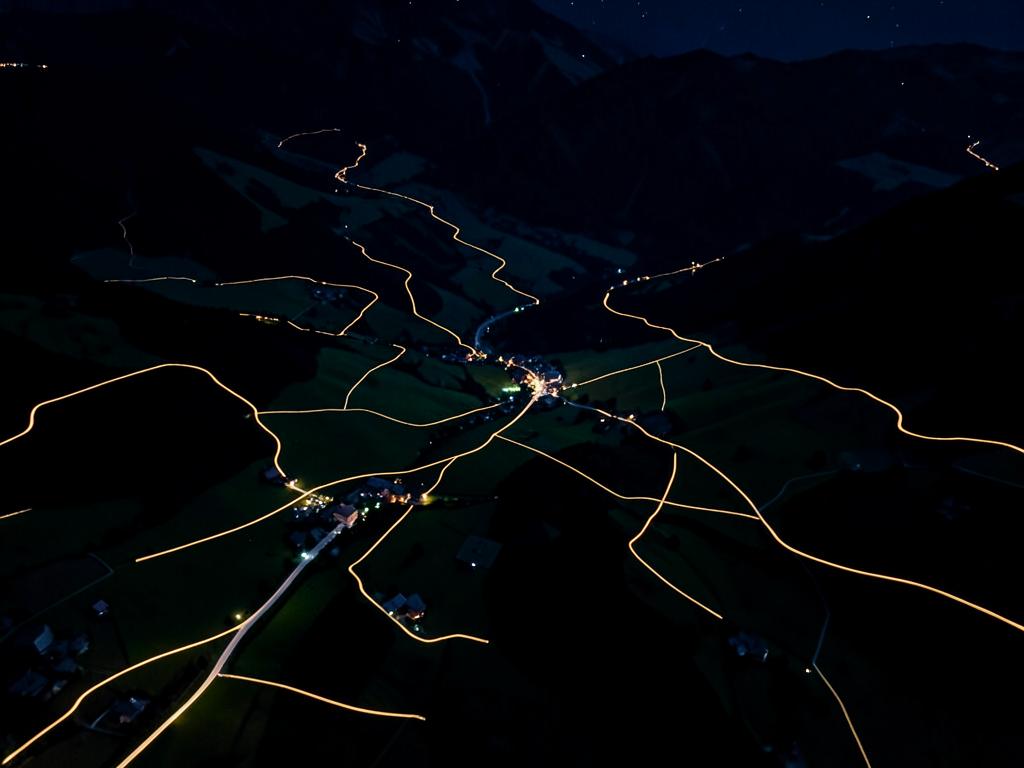 Routes de la Gruyère vues de nuit